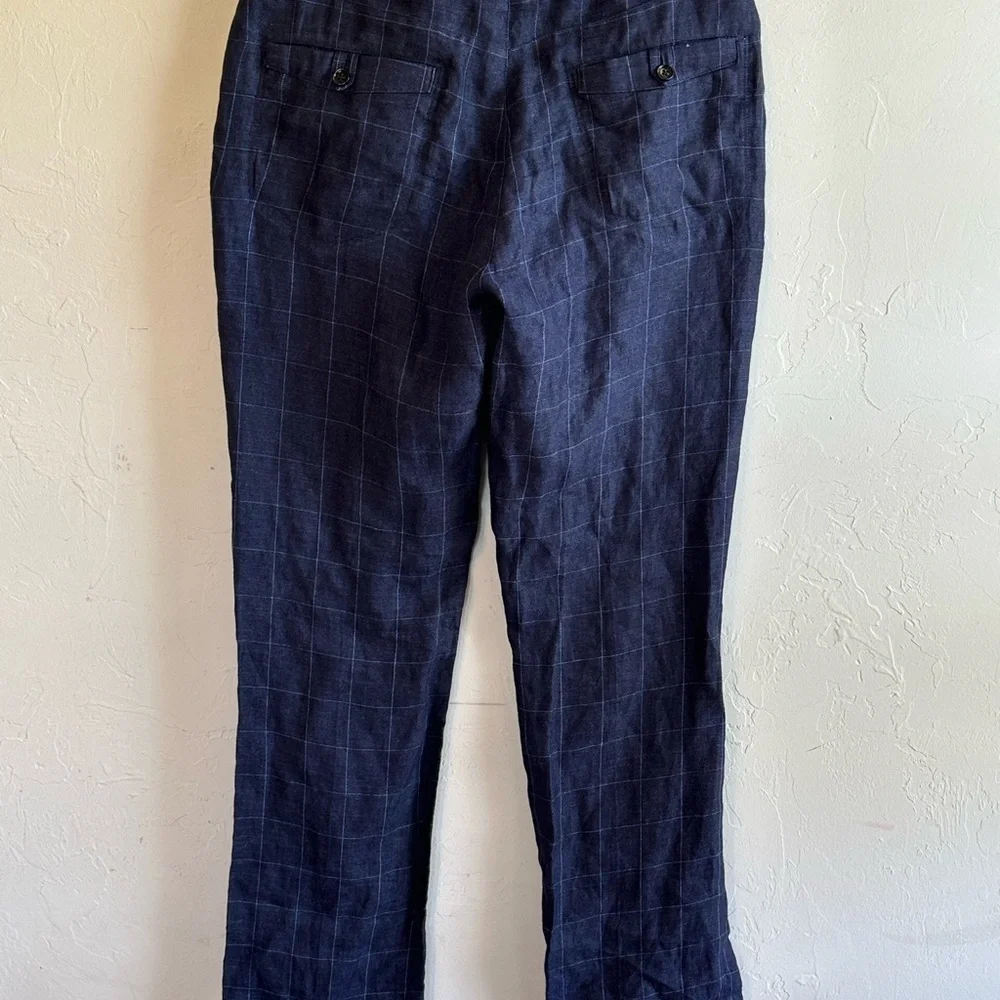 Men's Navy Plaid Dress Pants - Picture 7 of 10